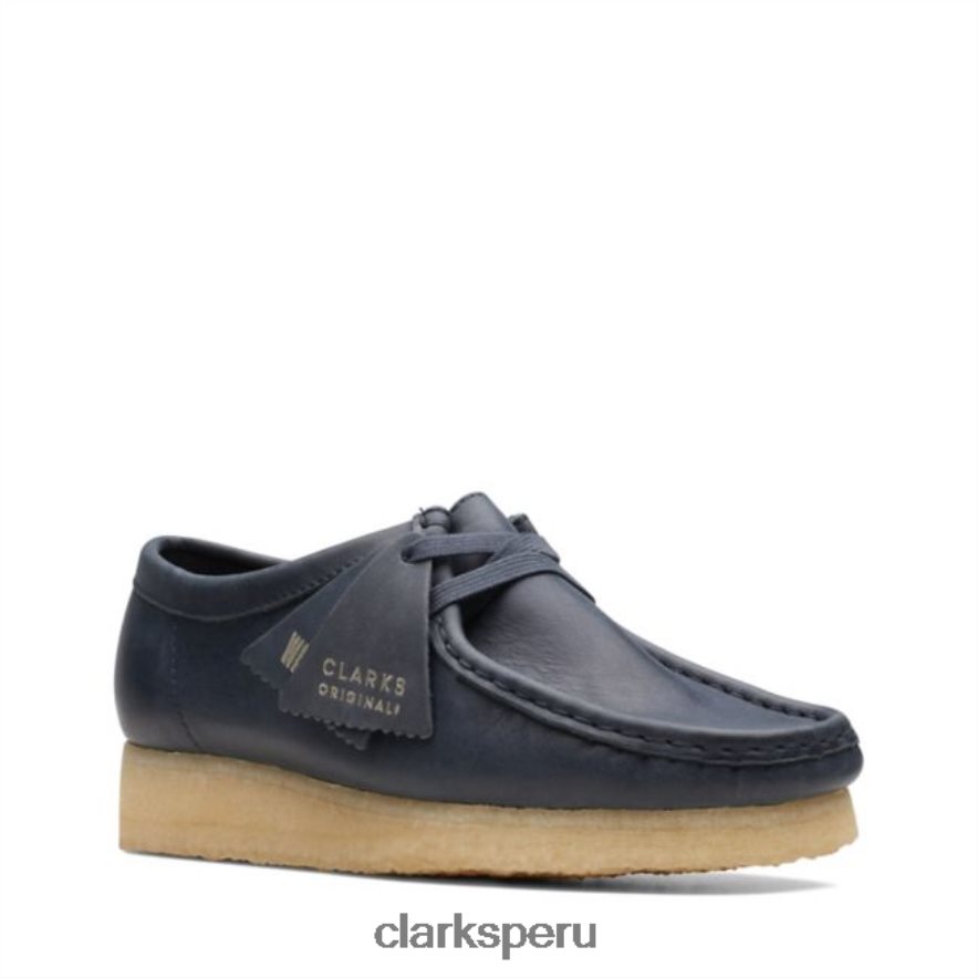 clarks wallabee de cuero azul marino unisexo Clarks 40N4LX6040 cuero azul marino