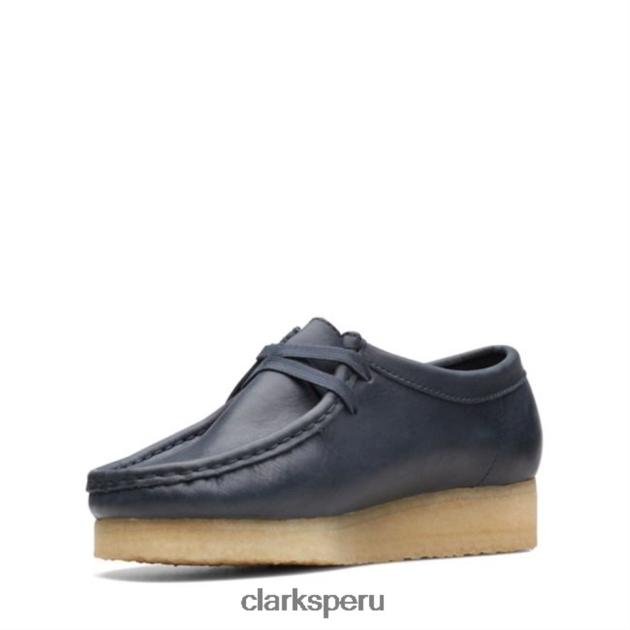 clarks wallabee de cuero azul marino unisexo Clarks 40N4LX6040 cuero azul marino