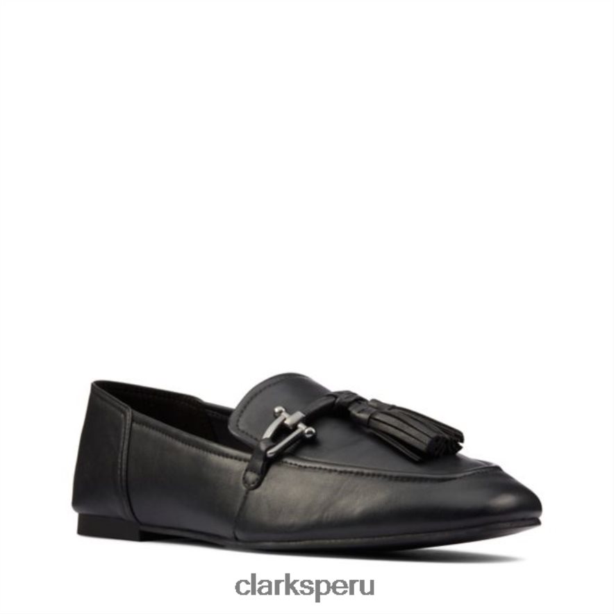 Clarks cuero negro puro 2 borlas cuero negro unisexo Clarks 40N4LX6465 cuero negro