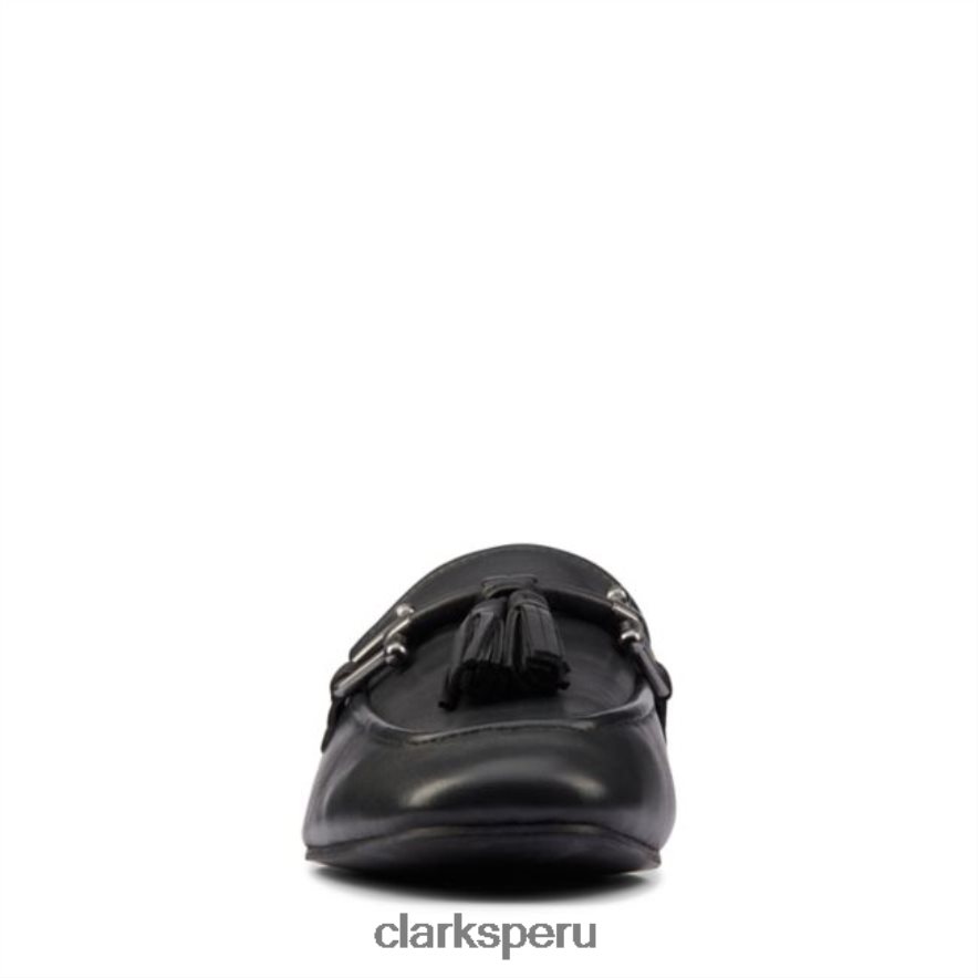 Clarks cuero negro puro 2 borlas cuero negro unisexo Clarks 40N4LX6465 cuero negro