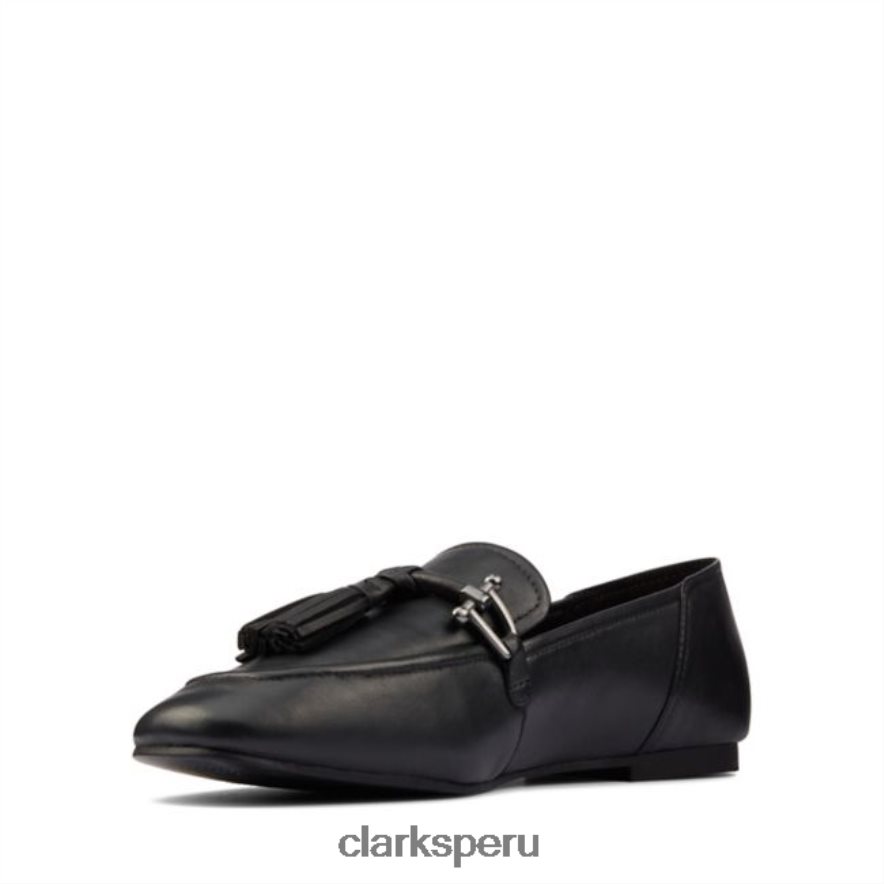 Clarks cuero negro puro 2 borlas cuero negro unisexo Clarks 40N4LX6465 cuero negro