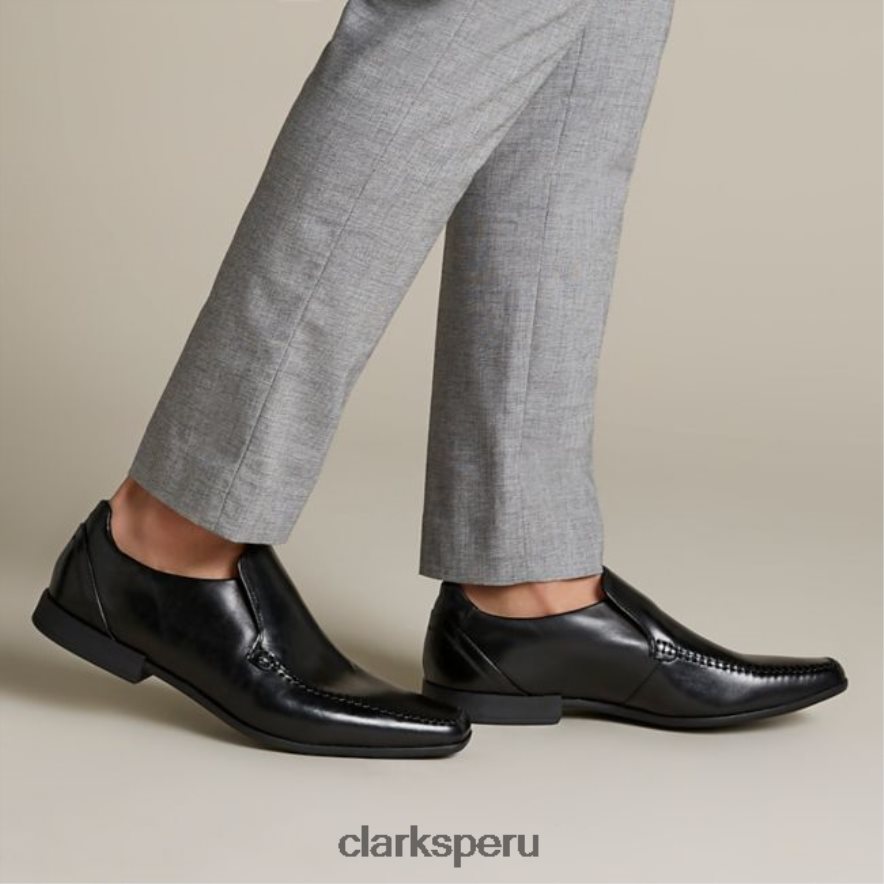 costura brillante cuero negro clarks cuero negro unisexo Clarks 40N4LX5597 cuero negro
