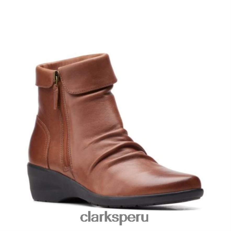 Clarks Rosely de cuero tostado oscuro con cremallera unisexo Clarks 40N4LX4144 cuero bronceado oscuro