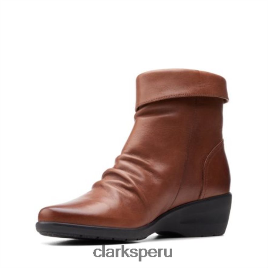 Clarks Rosely de cuero tostado oscuro con cremallera unisexo Clarks 40N4LX4144 cuero bronceado oscuro