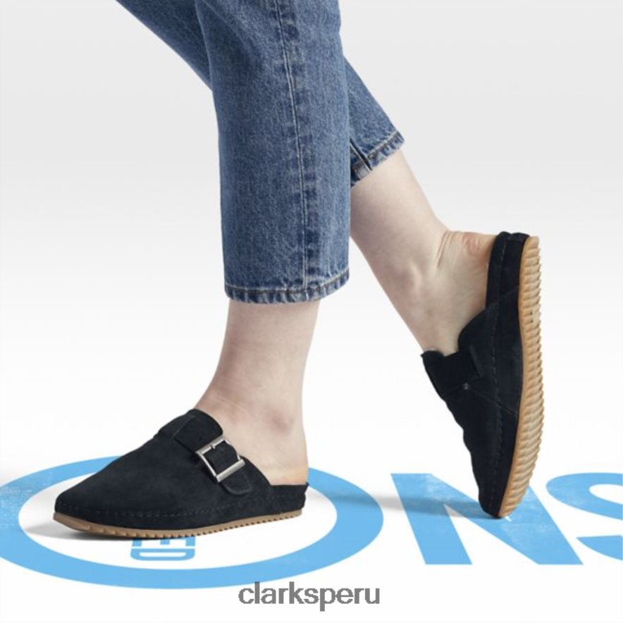 Mule clarks brookleigh de ante negro con forro cálido de ante negro con forro cálido unisexo Clarks 40N4LX6074 Forro cálido de ante negro.