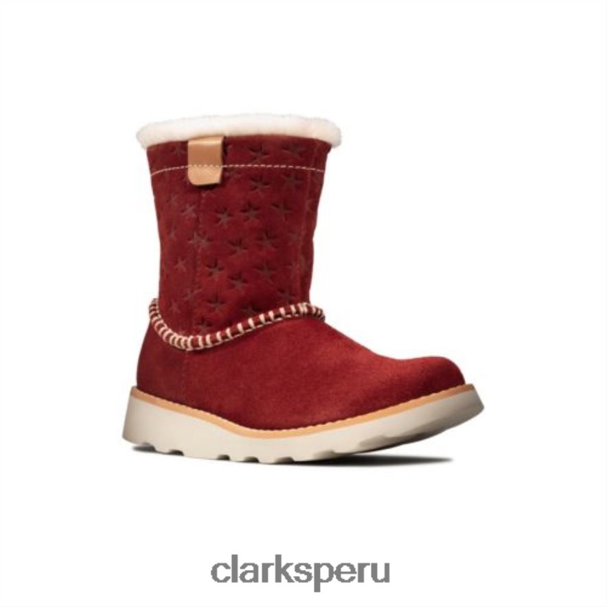 Clarks Crown Piper Inf F Fit de ante rojo oscuro unisexo Clarks 40N4LX4584 ante rojo oscuro