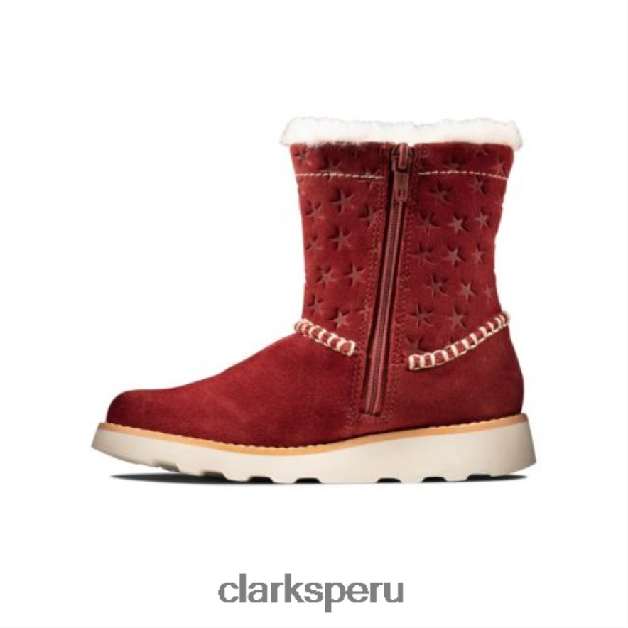 Clarks Crown Piper Inf F Fit de ante rojo oscuro unisexo Clarks 40N4LX4584 ante rojo oscuro