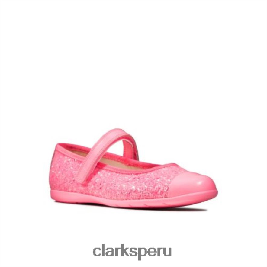 Clarks Dance Tap jnr rosa fuerte f fit unisexo Clarks 40N4LX4720 Rosa caliente