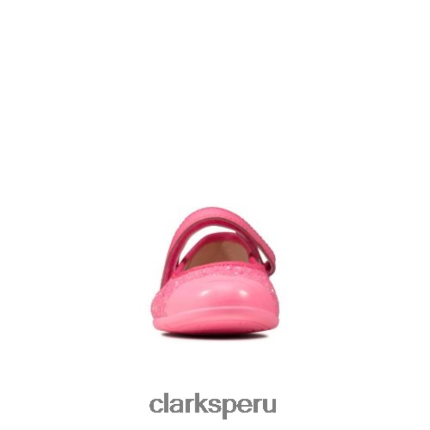 Clarks Dance Tap jnr rosa fuerte f fit unisexo Clarks 40N4LX4720 Rosa caliente