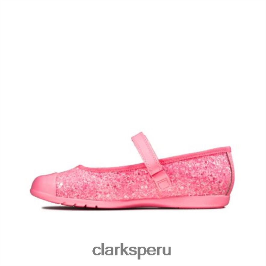 Clarks Dance Tap jnr rosa fuerte f fit unisexo Clarks 40N4LX4720 Rosa caliente