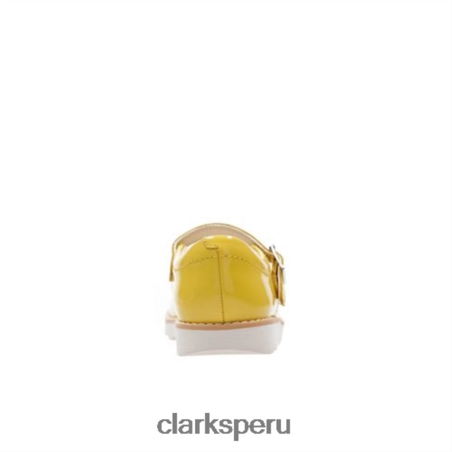 Crown Jump Jnr F Fit Yel Low Patent Clarks unisexo Clarks 40N4LX4742 patente amarilla