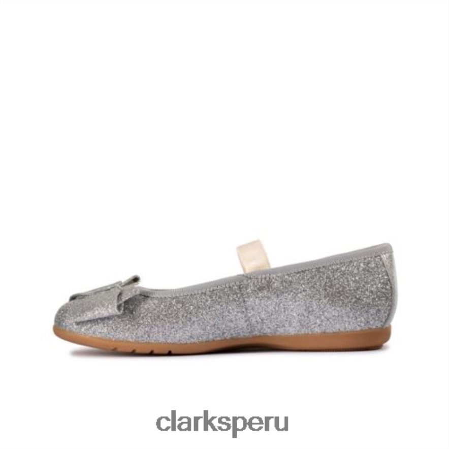lazo de baile de cuero plateado jnr f fit clarks unisexo Clarks 40N4LX4676 cuero plateado