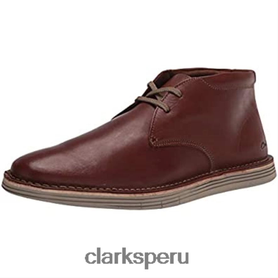 Botas chukka Forge Stride de Clarks de cuero color canela oscuro para hombre hombres Clarks 40N4LX1488 cuero bronceado oscuro