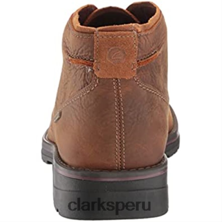Botas chukka impermeables Morris Peak de Clarks de cuero color canela oscuro para hombre hombres Clarks 40N4LX1243 cuero bronceado oscuro