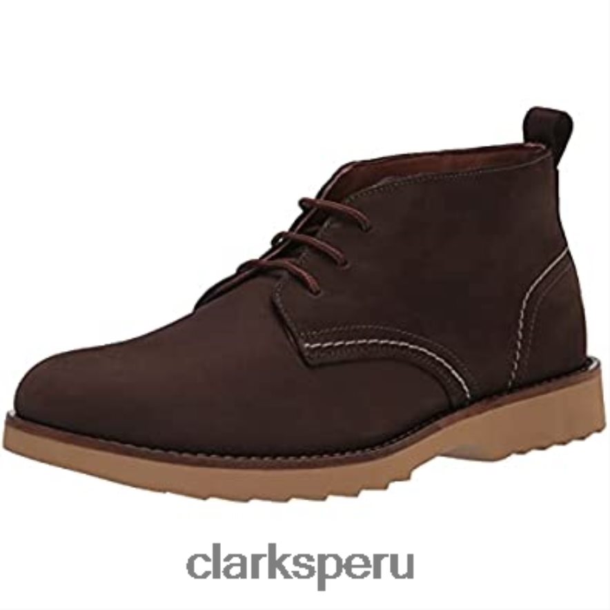 Botas clarks fallhill mid chukka para hombre de nobuk marrón oscuro hombres Clarks 40N4LX434 nubuck marrón oscuro