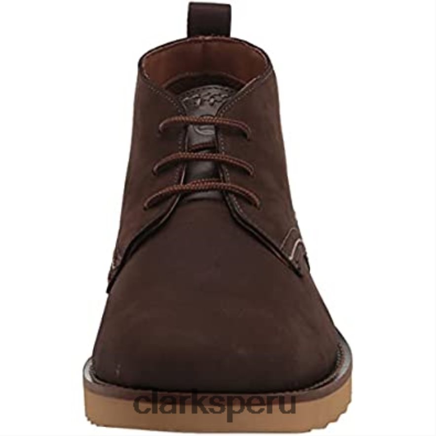 Botas clarks fallhill mid chukka para hombre de nobuk marrón oscuro hombres Clarks 40N4LX434 nubuck marrón oscuro