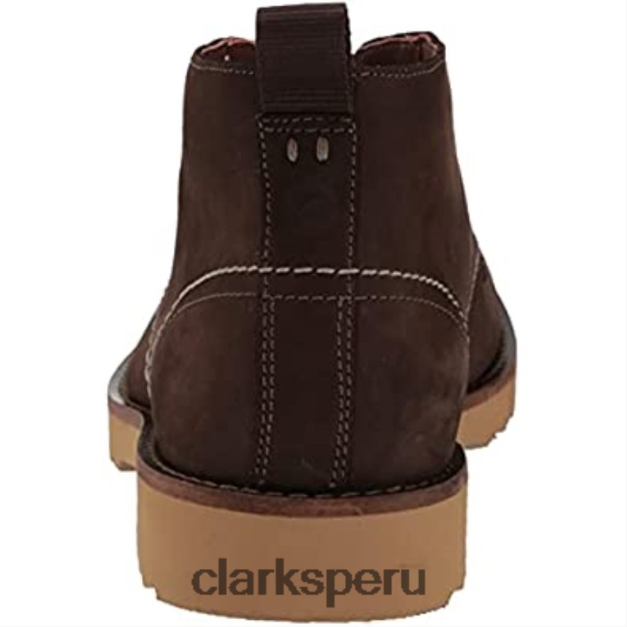 Botas clarks fallhill mid chukka para hombre de nobuk marrón oscuro hombres Clarks 40N4LX434 nubuck marrón oscuro