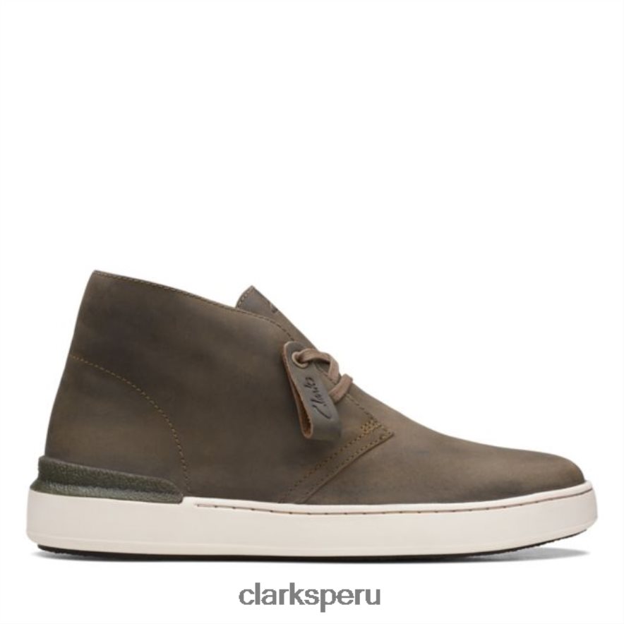 bota safari clarks court lite de cuero oliva cuero oliva hombres Clarks 40N4LX5689 cuero oliva