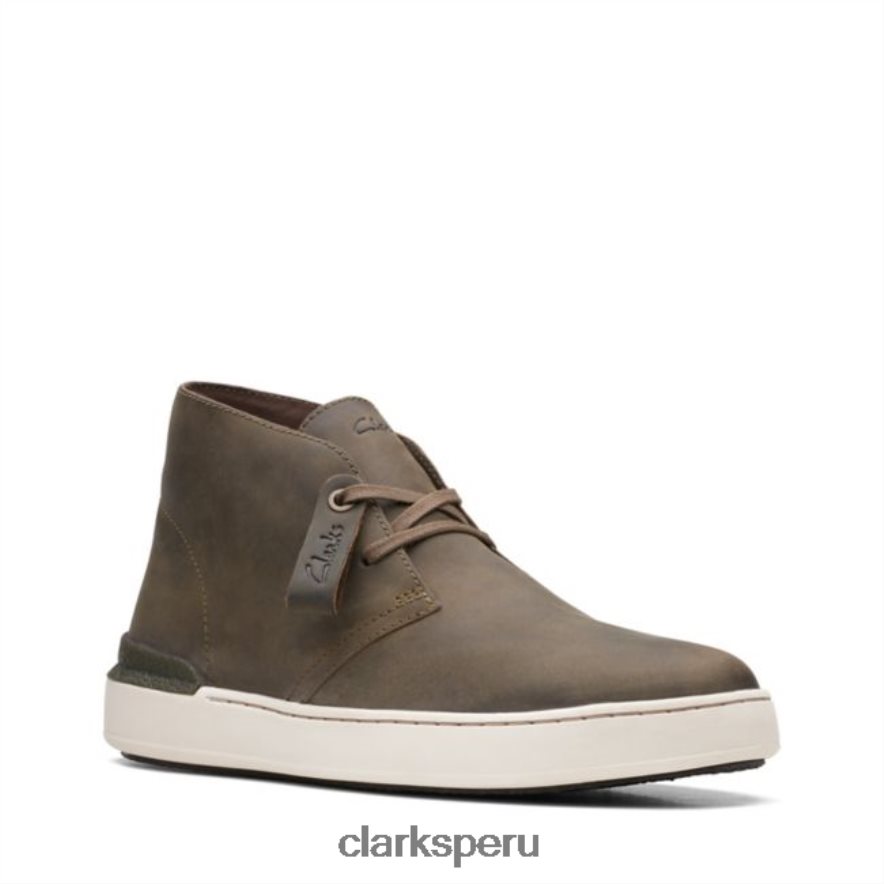 bota safari clarks court lite de cuero oliva cuero oliva hombres Clarks 40N4LX5689 cuero oliva