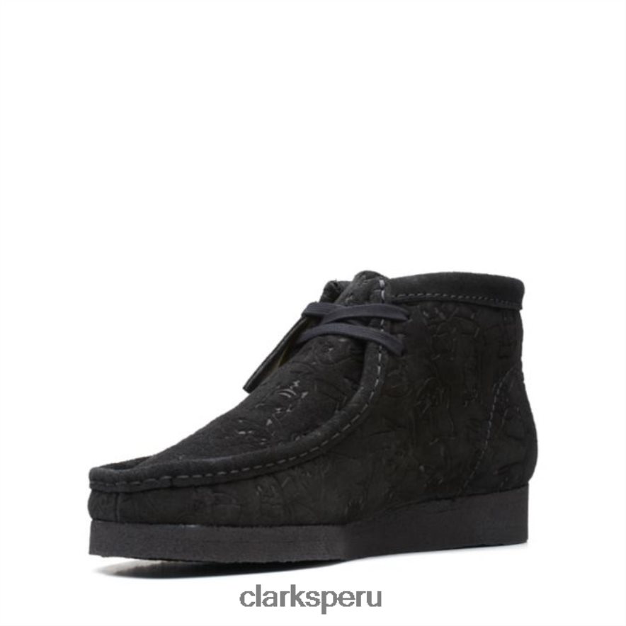 Bota clarks wallabee negro con relieve negro con relieve hombres Clarks 40N4LX6650 negro en relieve