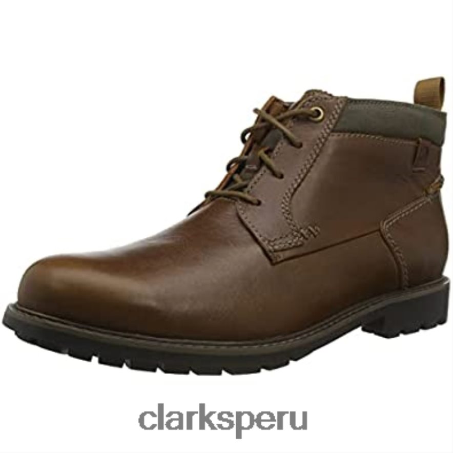 Botín medio Bowzer de hombre Lea Clarks color canela oscuro hombres Clarks 40N4LX2155 lea bronceado oscuro