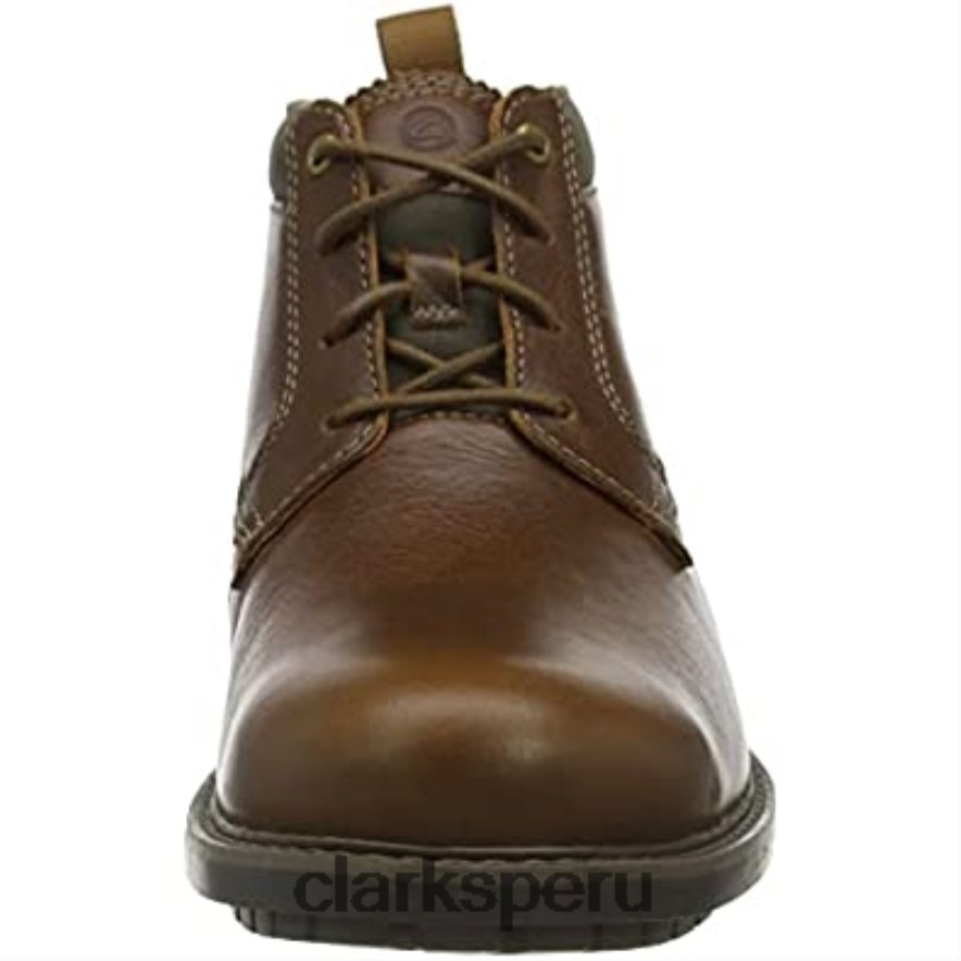 Botín medio Bowzer de hombre Lea Clarks color canela oscuro hombres Clarks 40N4LX2155 lea bronceado oscuro