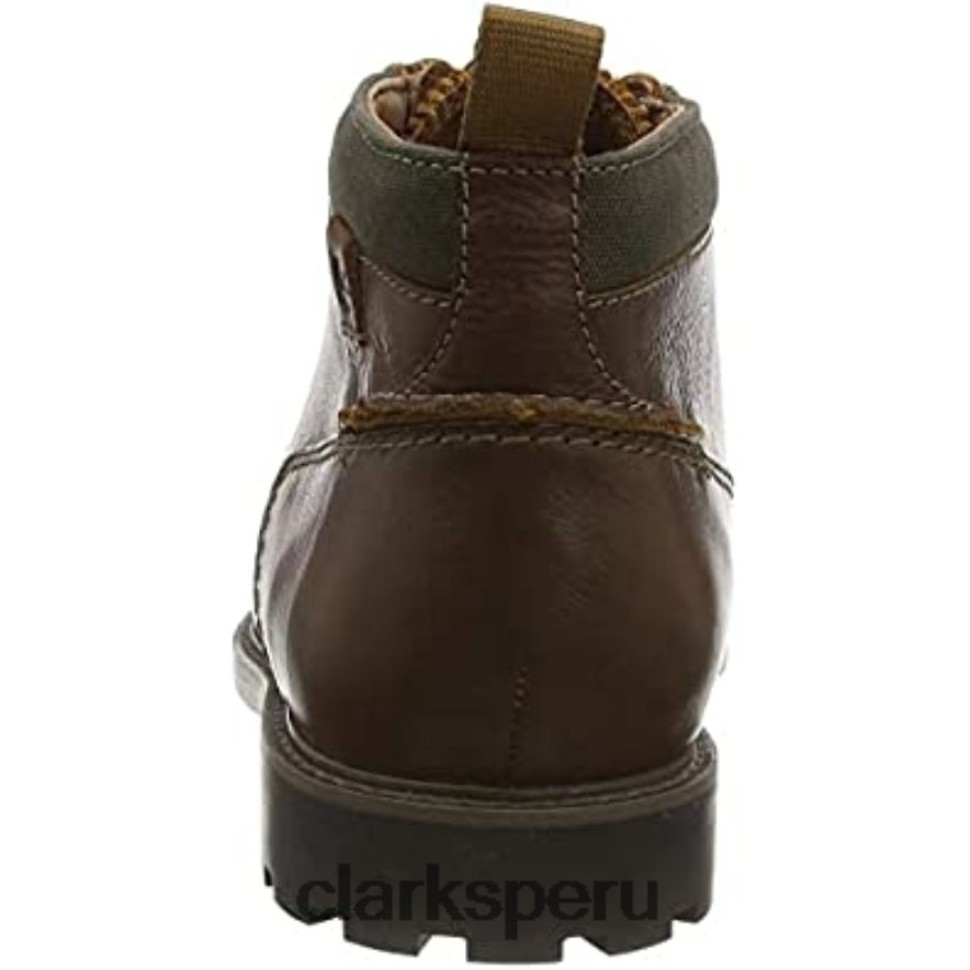 Botín medio Bowzer de hombre Lea Clarks color canela oscuro hombres Clarks 40N4LX2155 lea bronceado oscuro