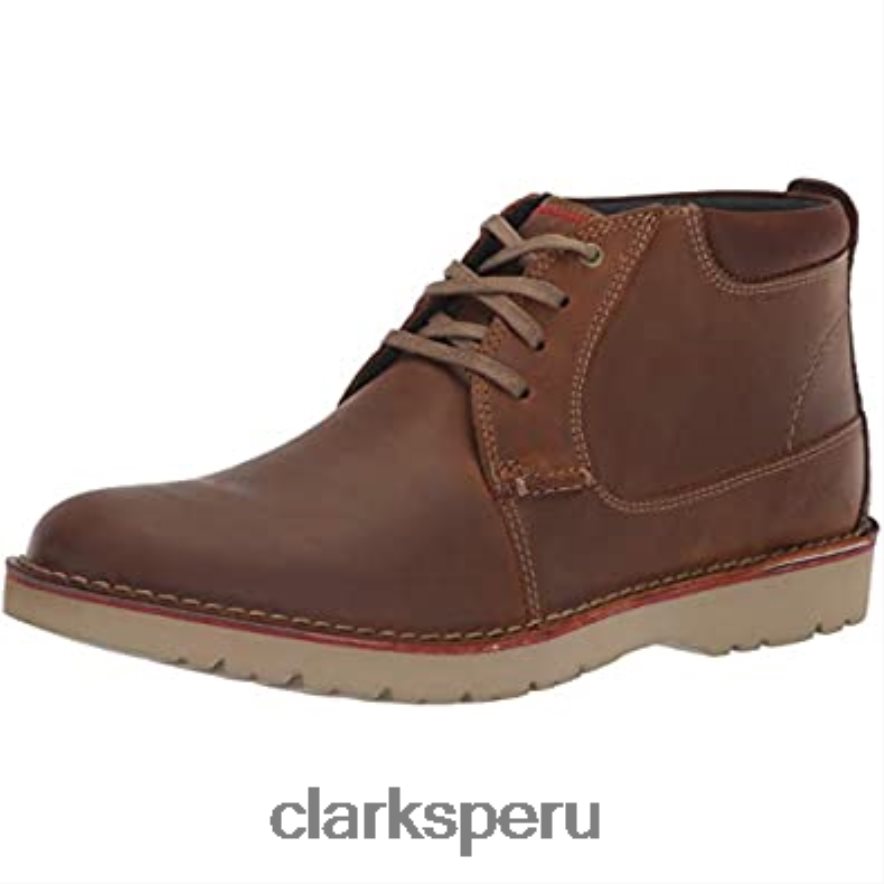 Botín medio vargo de cuero tostado oscuro para hombre clarks hombres Clarks 40N4LX1964 cuero bronceado oscuro