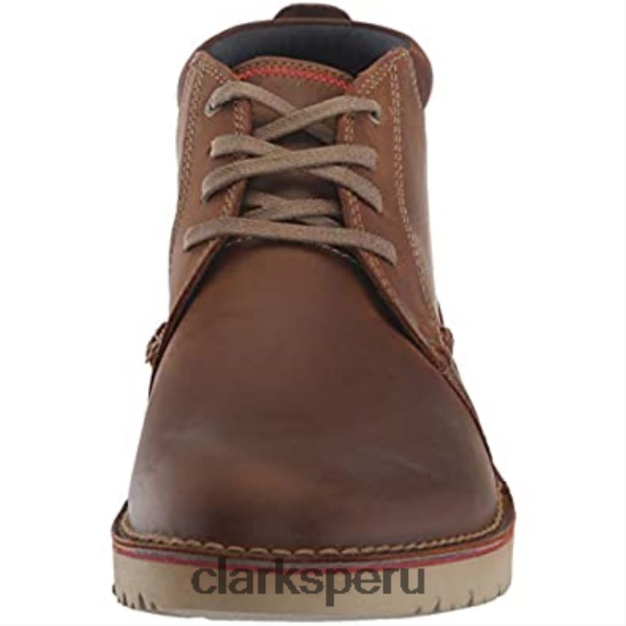 Botín medio vargo de cuero tostado oscuro para hombre clarks hombres Clarks 40N4LX1964 cuero bronceado oscuro