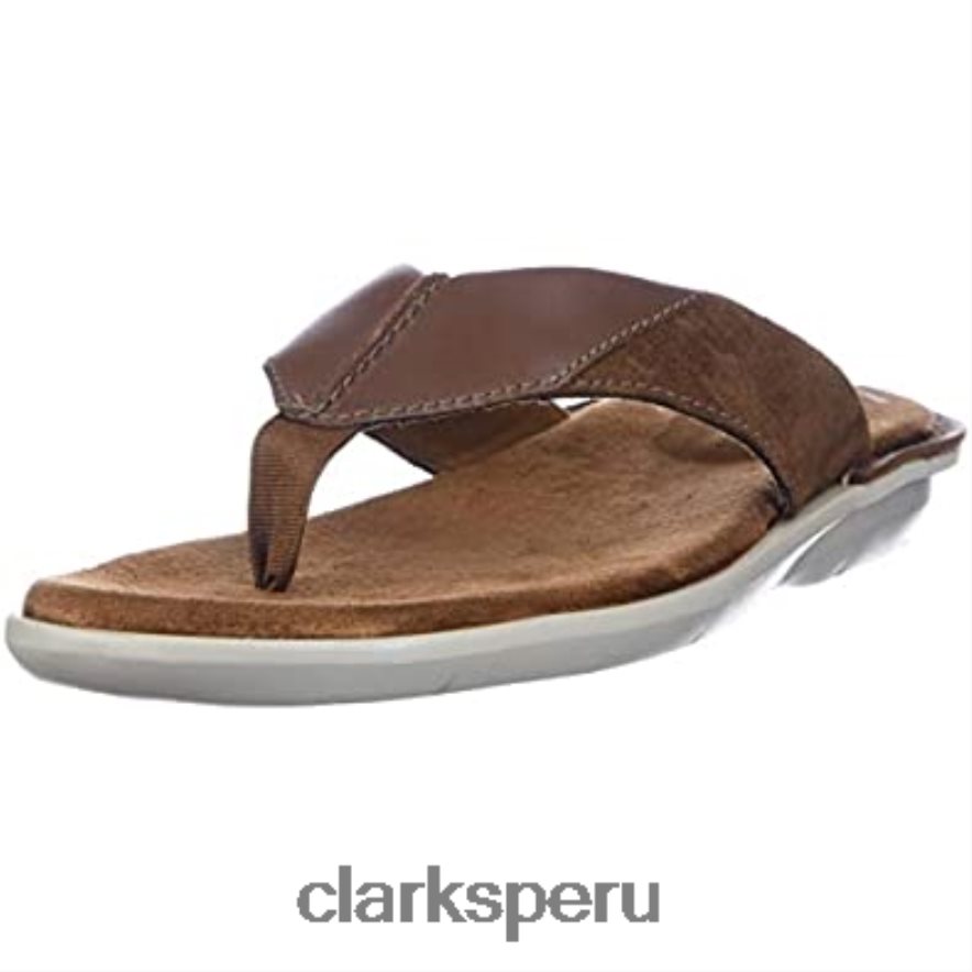 Chanclas Clarks Ellison Easy de cuero tostado para hombre hombres Clarks 40N4LX1168 cuero marrón