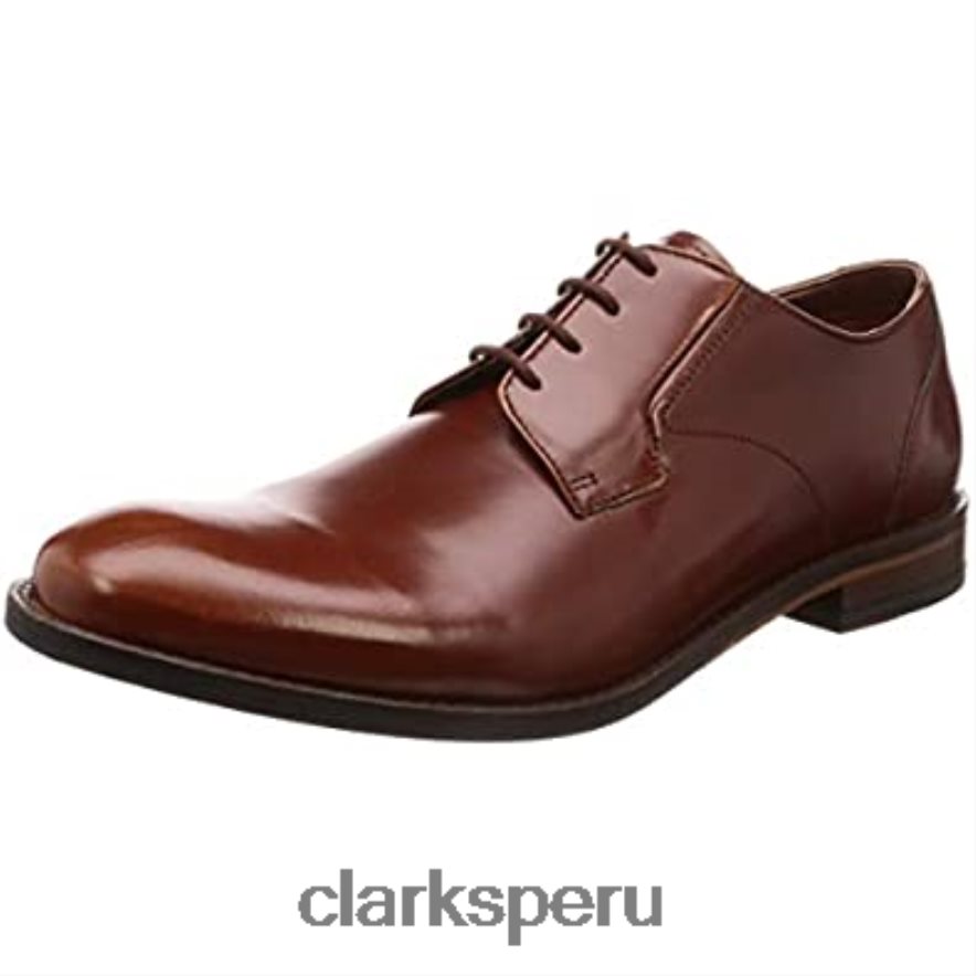 Derbys Clarks Edward Pla de cuero marrón británico para hombre hombres Clarks 40N4LX2708 cuero marrón tostado británico