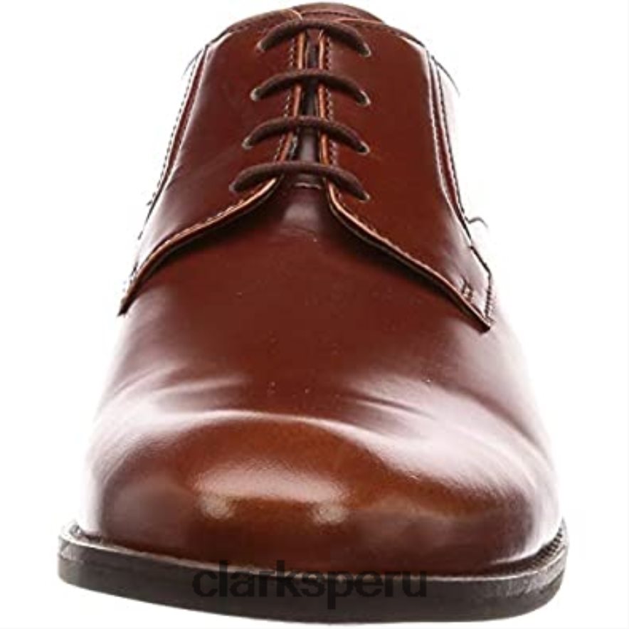 Derbys Clarks Edward Pla de cuero marrón británico para hombre hombres Clarks 40N4LX2708 cuero marrón tostado británico