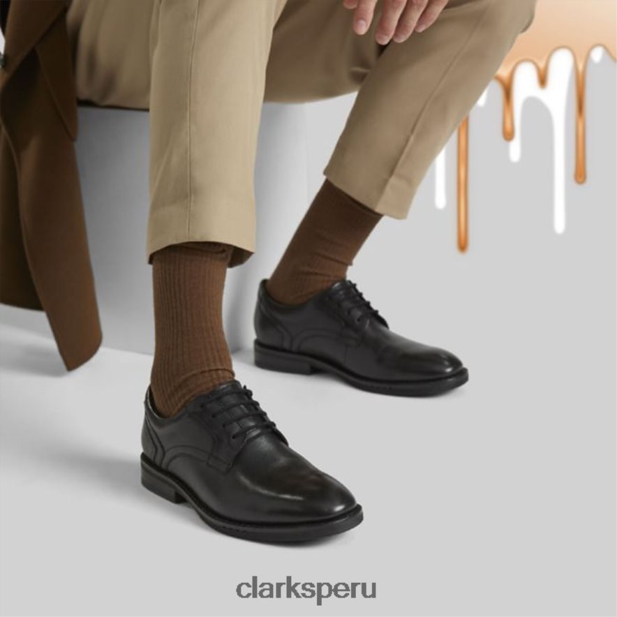 un hugh encaje cuero negro clarks de cuero negro hombres Clarks 40N4LX6574 cuero negro