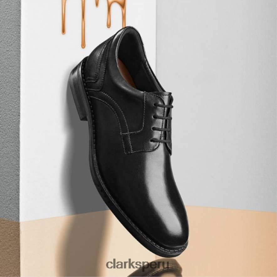 un hugh encaje cuero negro clarks de cuero negro hombres Clarks 40N4LX6574 cuero negro