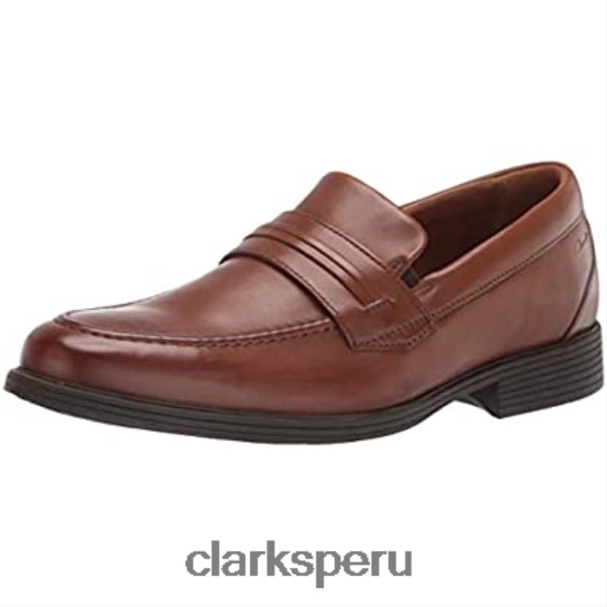 Mocasines Clarks Whiddon para hombre de piel color canela oscuro. hombres Clarks 40N4LX1610 cuero bronceado oscuro