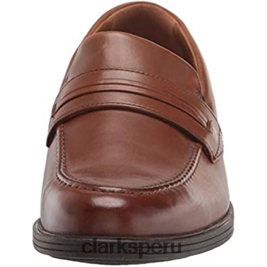 Mocasines Clarks Whiddon para hombre de piel color canela oscuro. hombres Clarks 40N4LX1610 cuero bronceado oscuro