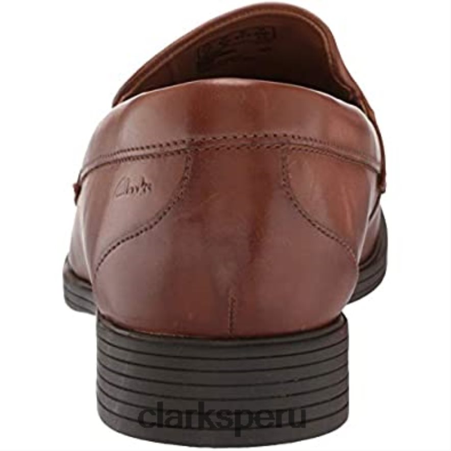 Mocasines Clarks Whiddon para hombre de piel color canela oscuro. hombres Clarks 40N4LX1610 cuero bronceado oscuro