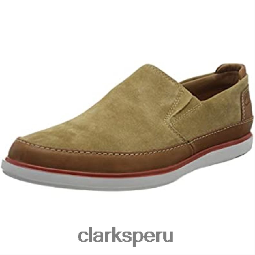 Mocasines combinados Clarks Bratton de piel de ante color arena oscuro para hombre0 hombres Clarks 40N4LX1328 combi piel ante color arena oscuro