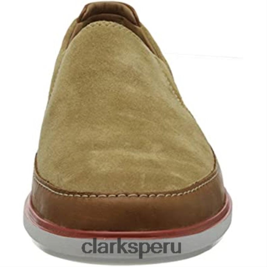 Mocasines combinados Clarks Bratton de piel de ante color arena oscuro para hombre0 hombres Clarks 40N4LX1328 combi piel ante color arena oscuro