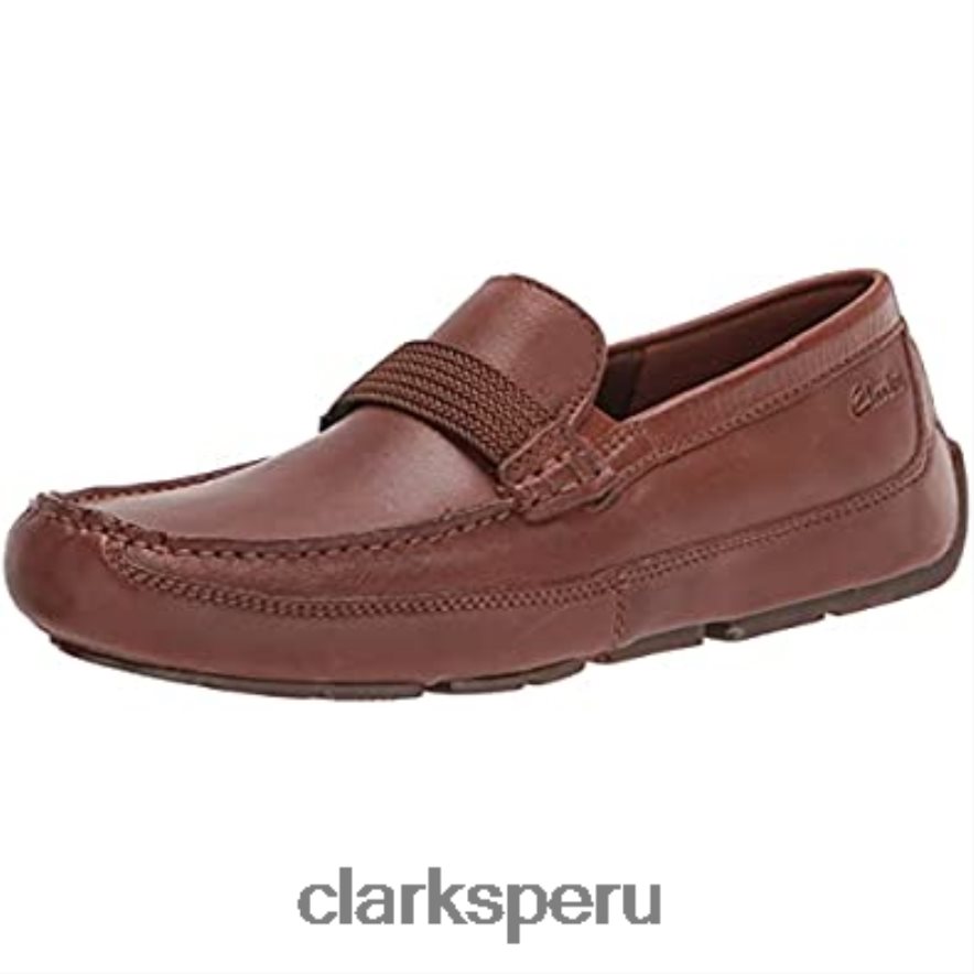Mocasines estilo conducción Markman Brace de cuero color canela oscuro para hombre Clarks hombres Clarks 40N4LX1852 cuero bronceado oscuro