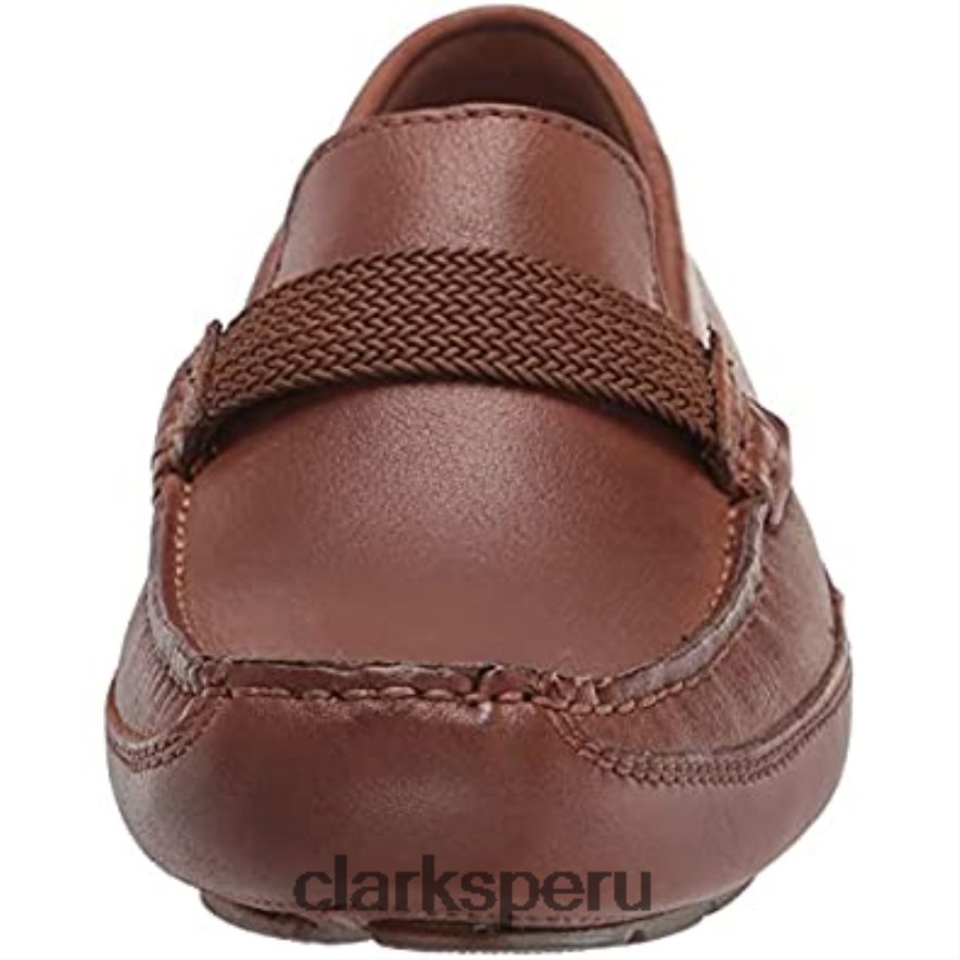 Mocasines estilo conducción Markman Brace de cuero color canela oscuro para hombre Clarks hombres Clarks 40N4LX1852 cuero bronceado oscuro