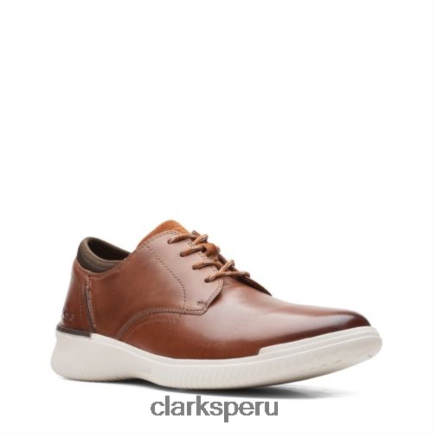 Clarks Donaway de cuero tostado oscuro - Ajuste ancho hombres Clarks 40N4LX4451 cuero bronceado oscuro