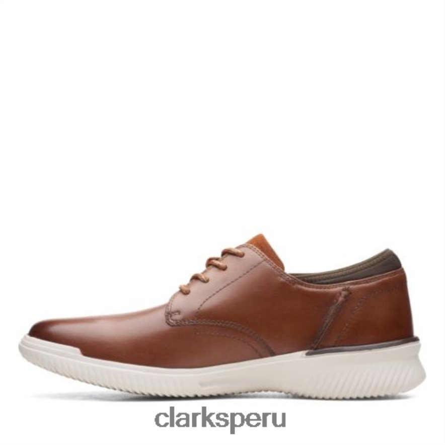 Clarks Donaway de cuero tostado oscuro - Ajuste ancho hombres Clarks 40N4LX4451 cuero bronceado oscuro