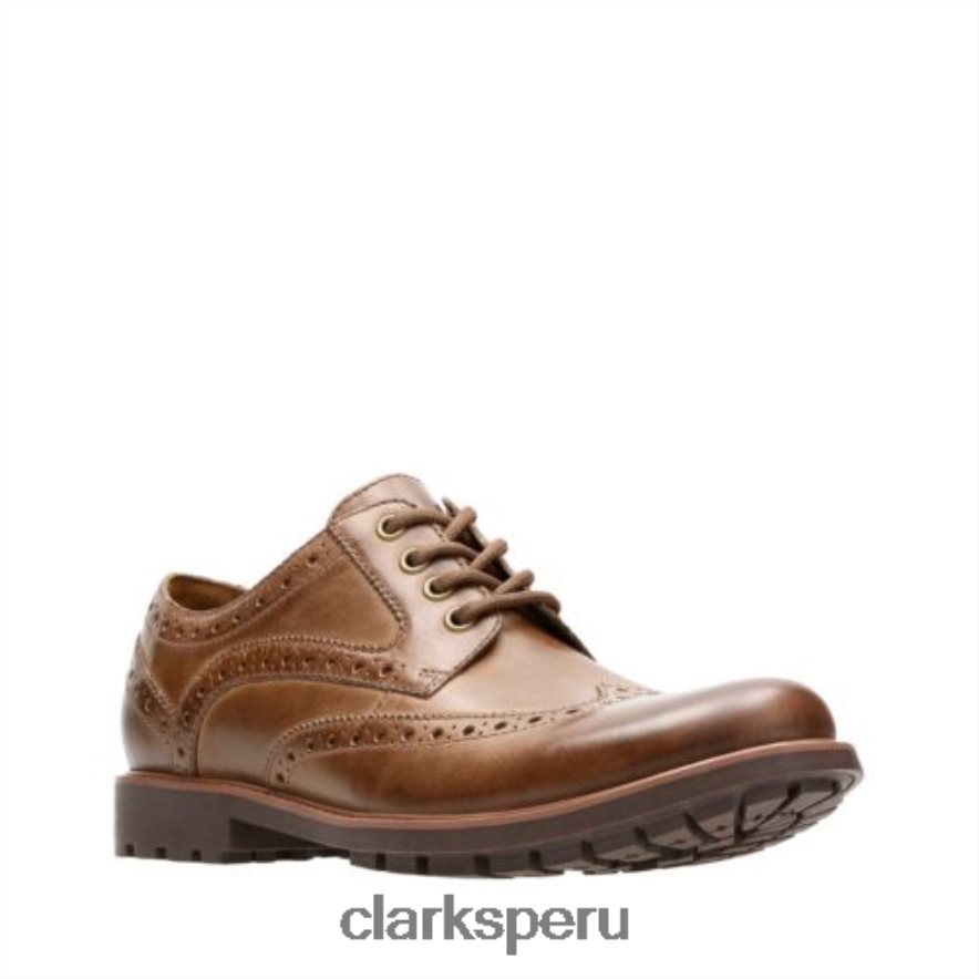 Clarks cuero marrón ala Curington hombres Clarks 40N4LX4435 cuero marrón