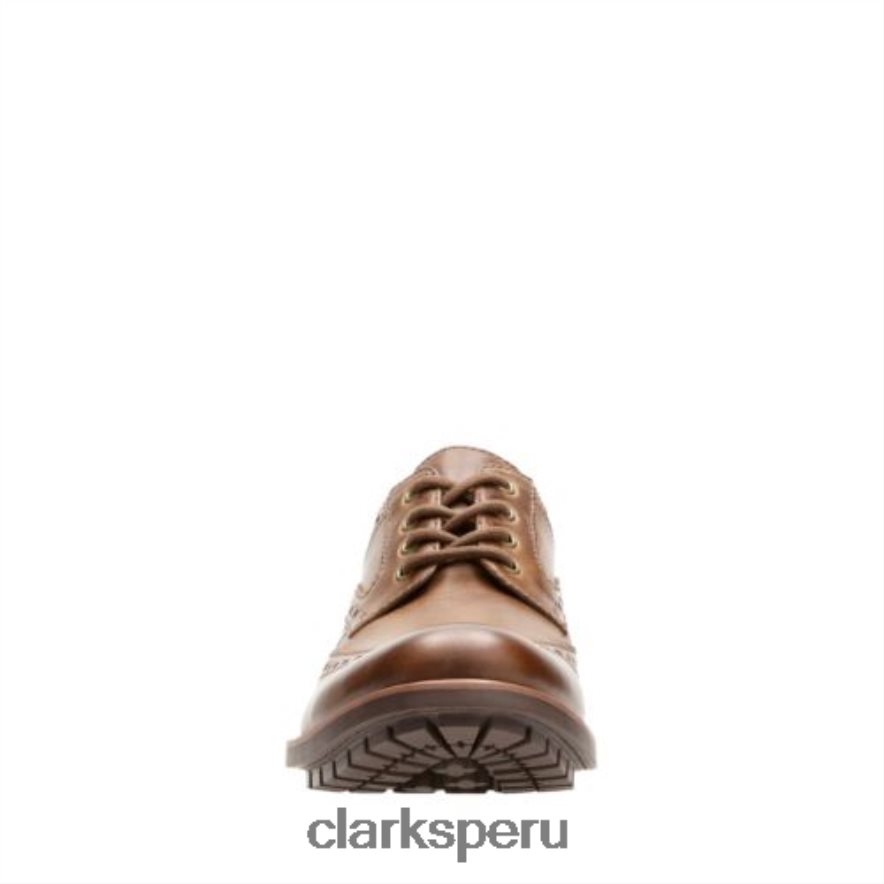 Clarks cuero marrón ala Curington hombres Clarks 40N4LX4435 cuero marrón