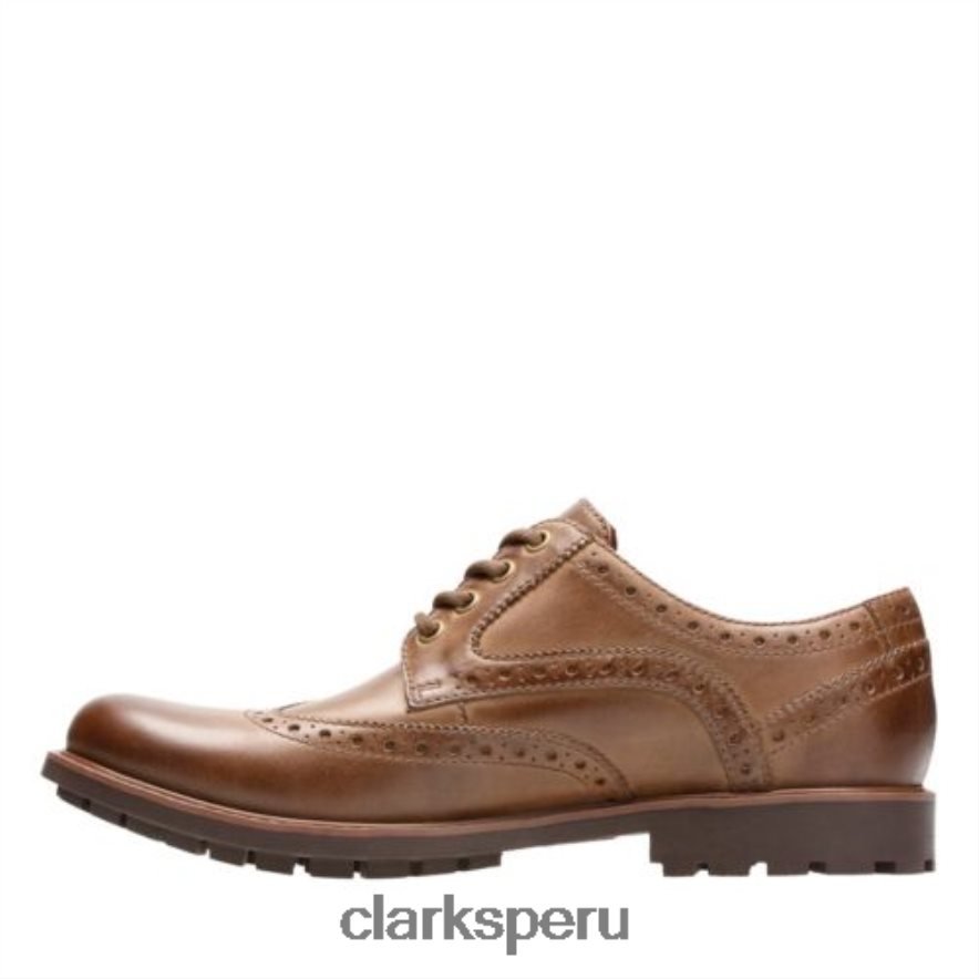 Clarks cuero marrón ala Curington hombres Clarks 40N4LX4435 cuero marrón