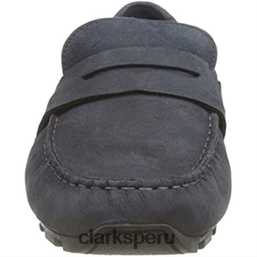 Mocasín Clarks Oswick Bar de nubuck azul marino para hombre hombres Clarks 40N4LX289 nubuck azul marino