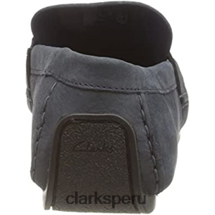 Mocasín Clarks Oswick Bar de nubuck azul marino para hombre hombres Clarks 40N4LX289 nubuck azul marino