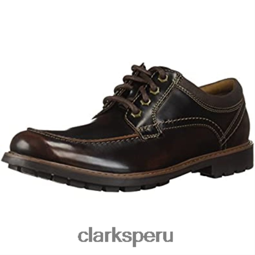 Mocasín de paseo Clarks Curington para hombre de cuero marrón oscuro hombres Clarks 40N4LX2288 cuero marrón oscuro
