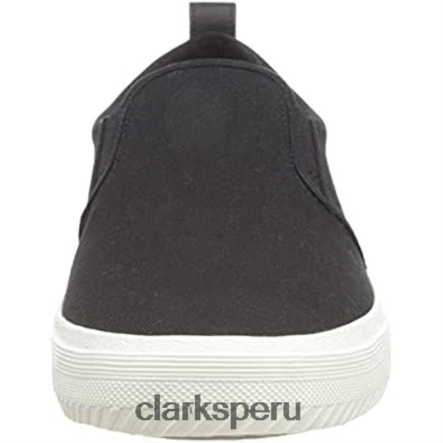 Mulas Clarks Roxby Step de lona negra para hombre hombres Clarks 40N4LX377 lienzo negro